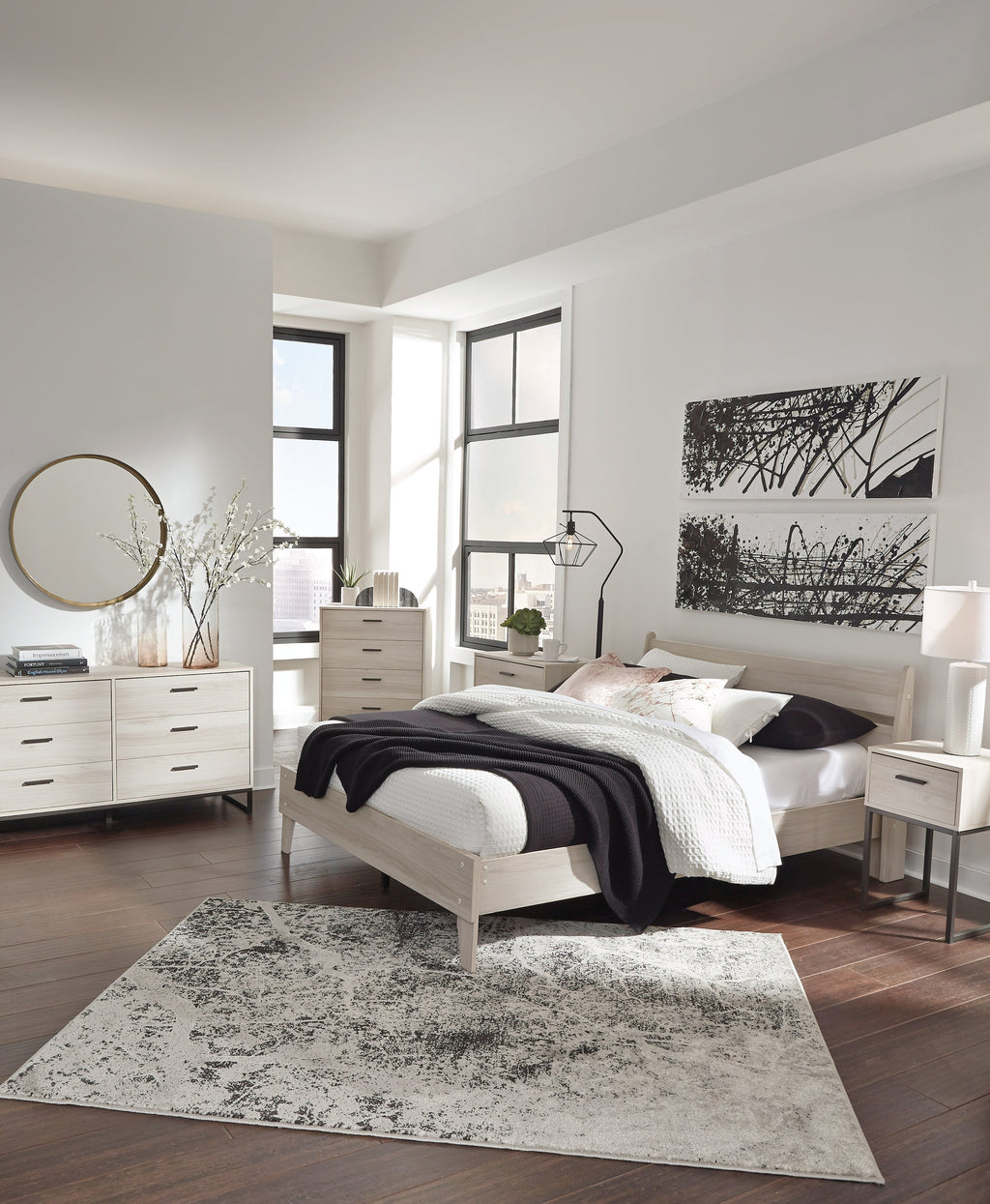 Socalle Light Natural Queen Panel Platform Bed