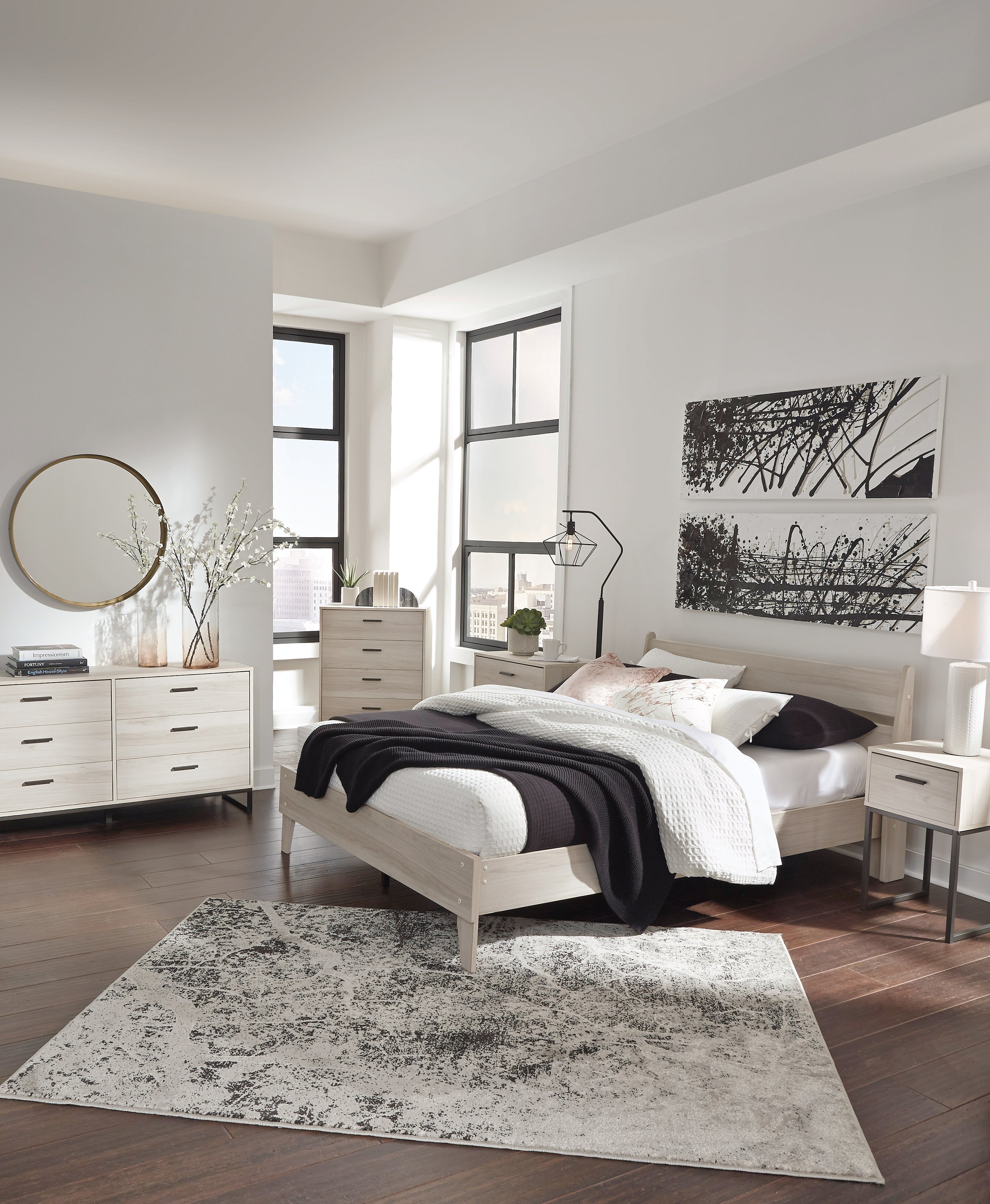 Socalle Light Natural Queen Panel Platform Bed