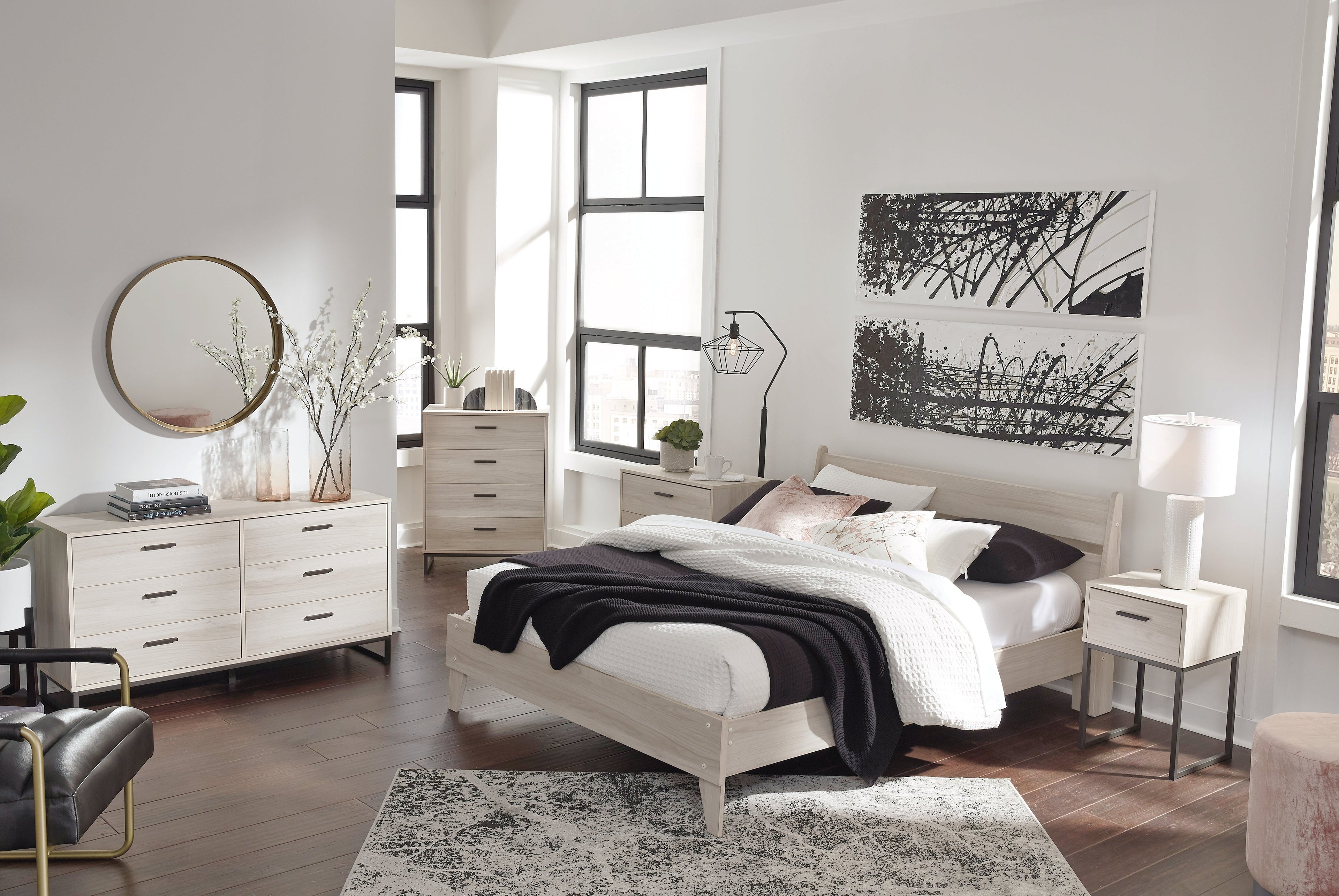 Socalle Light Natural Queen Panel Platform Bed