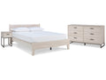 Socalle Natural Queen Panel Platform Bed with Dresser and Nightstand