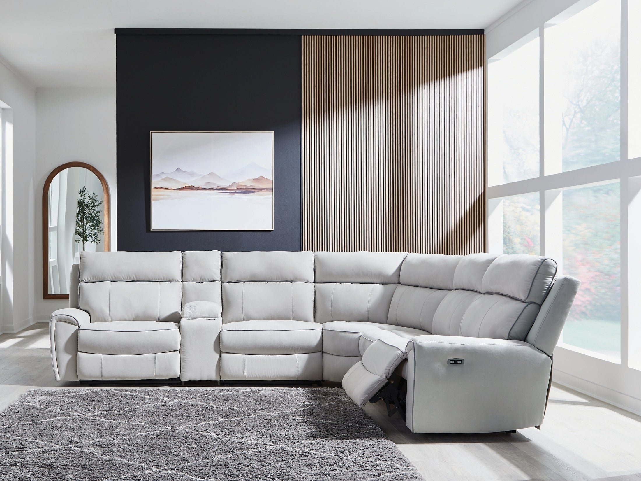Social Pointe Pearl/Ash 6 Pc Reclining Sectional