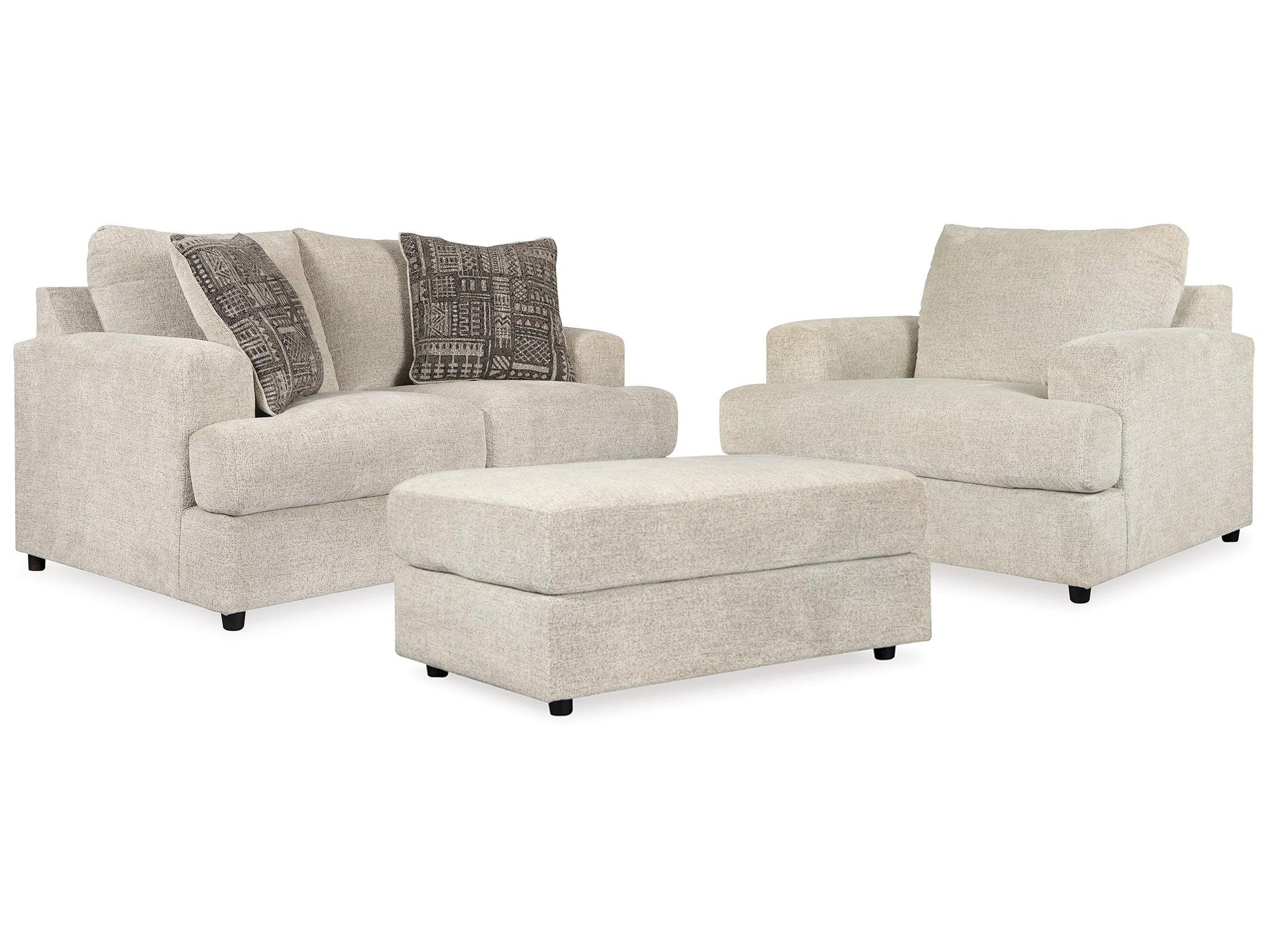 Soletren Stone Loveseat, Oversized Chair and Ottoman