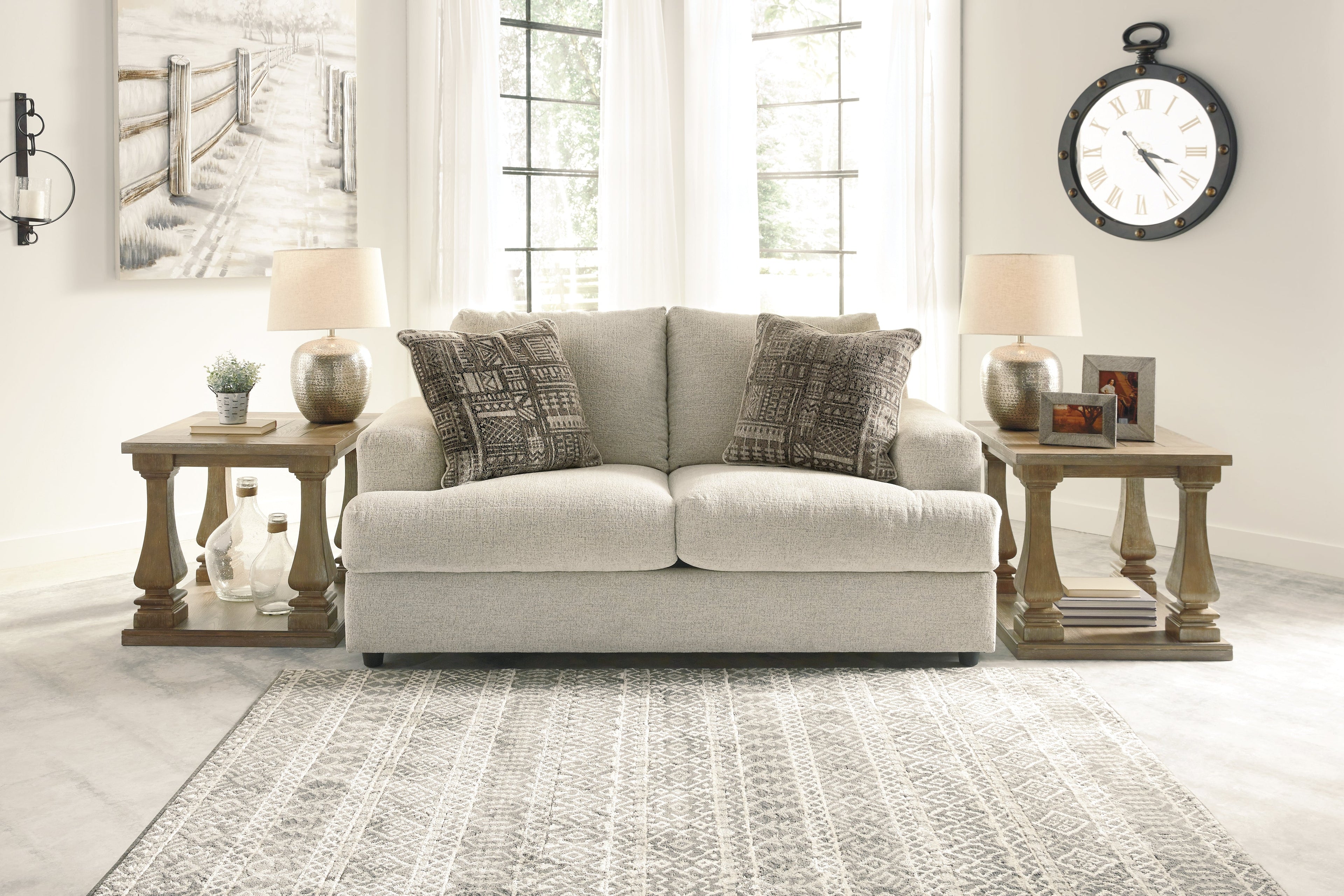 Soletren Stone Queen Sofa Sleeper and Loveseat