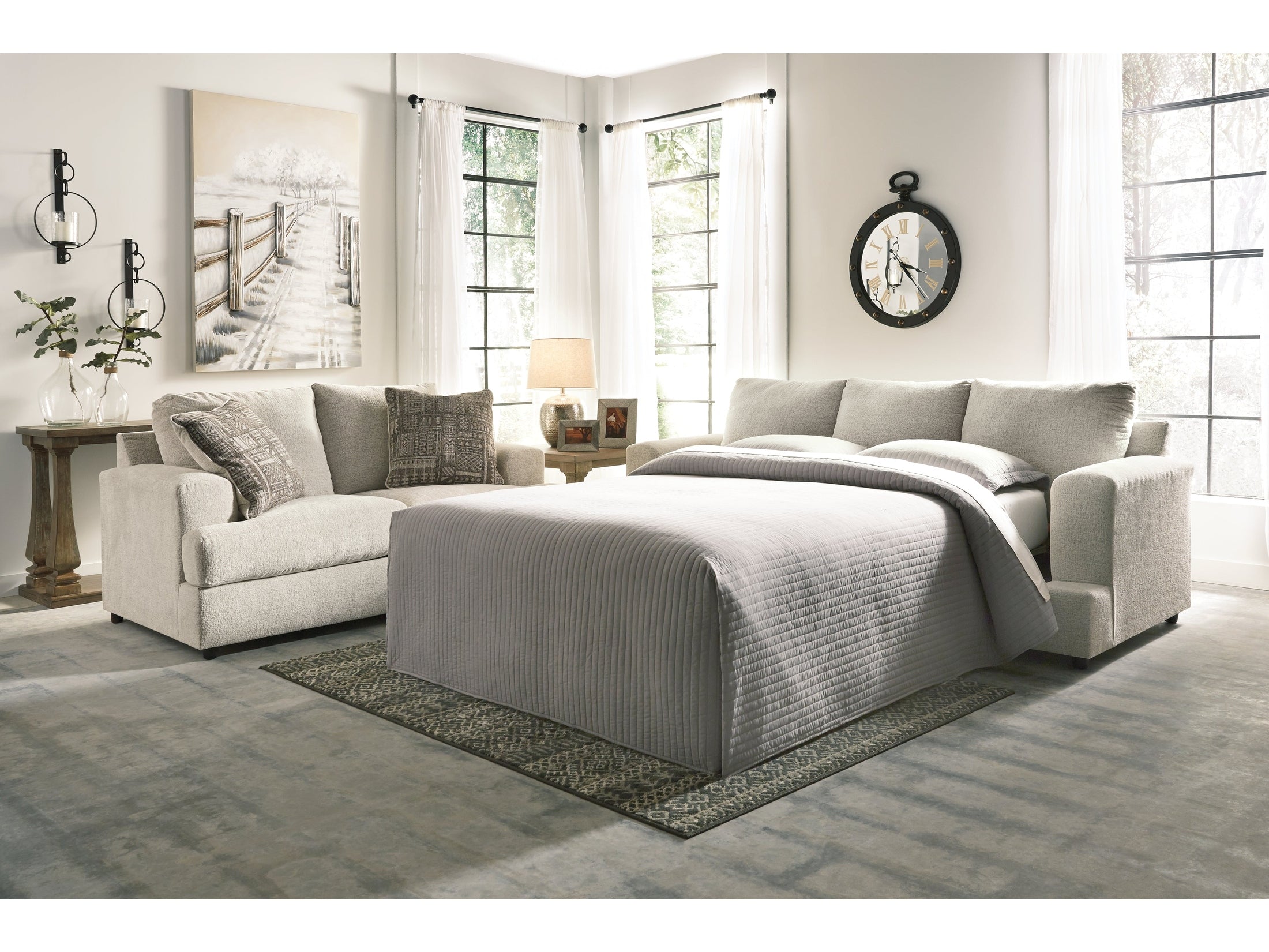 Soletren Stone Queen Sofa Sleeper and Loveseat