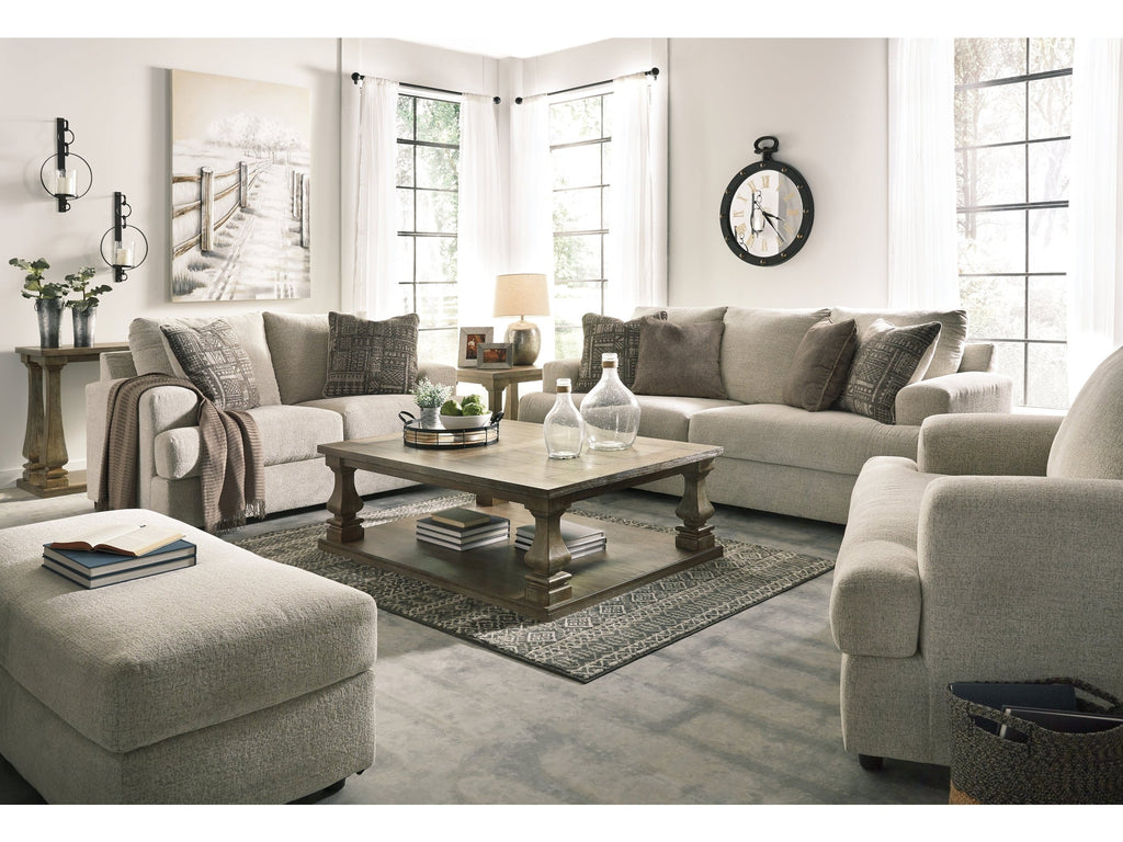 Soletren Stone Sofa, Loveseat, Chair and Ottoman