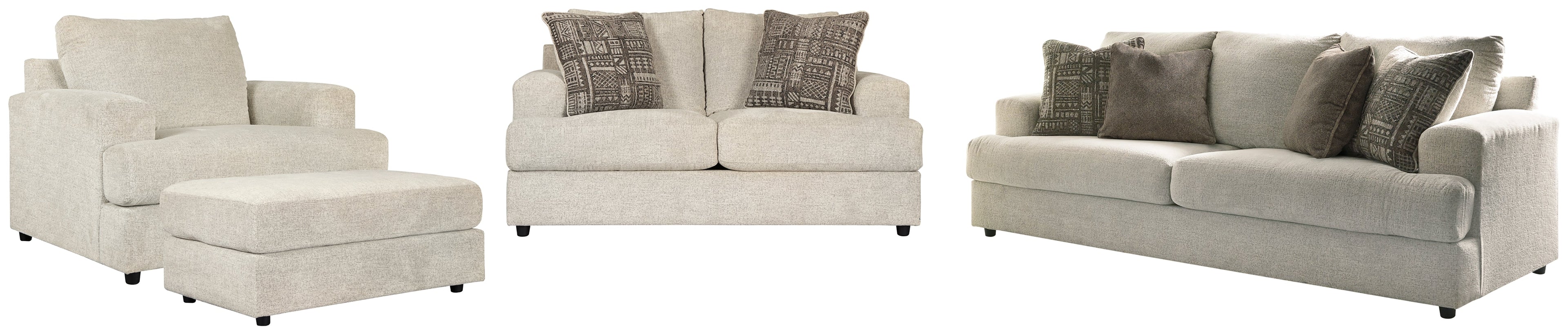 Soletren Stone Sofa, Loveseat, Chair and Ottoman