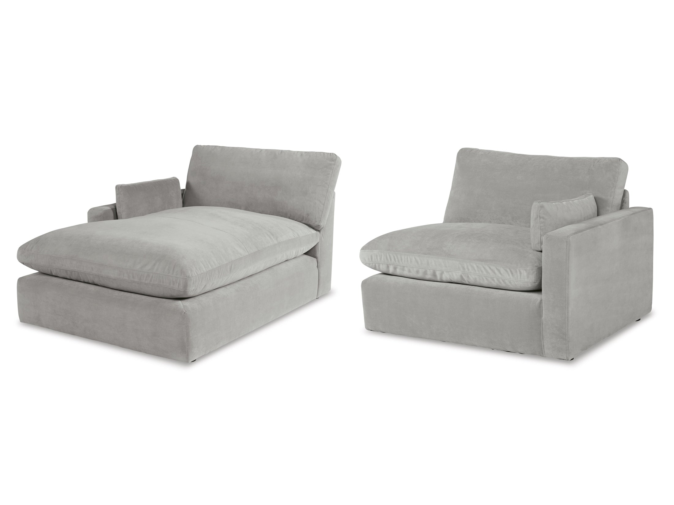 Sophie Gray Velvet Modular 2pc LAF Chaise Sectional