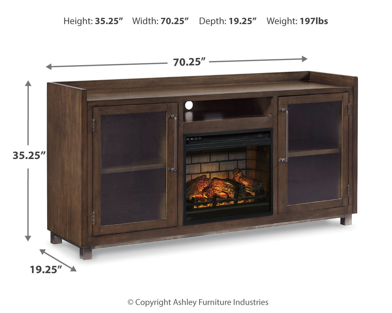 Starmore Black 70" TV Stand w/ Electric Fireplace
