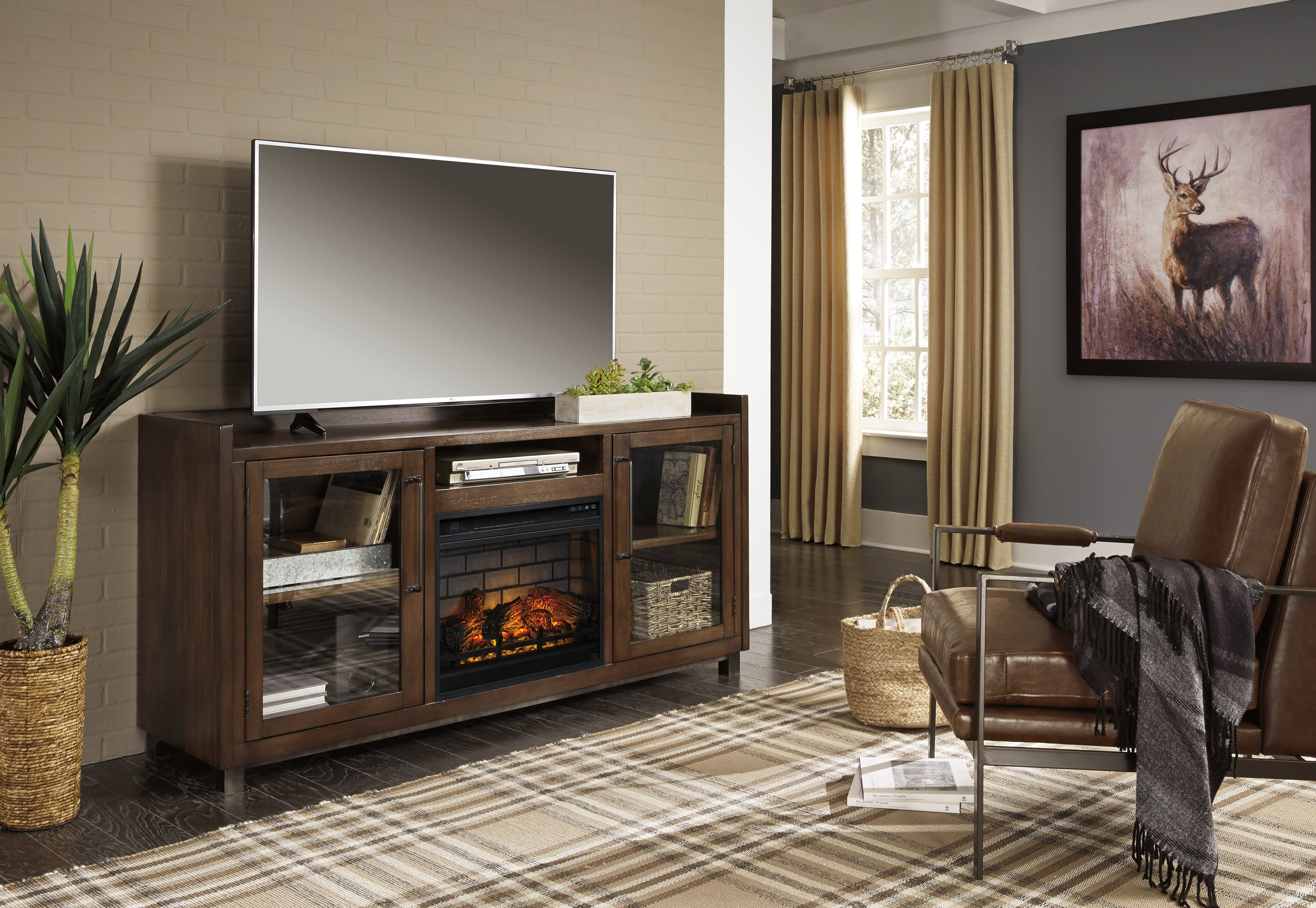 Starmore Black 70" TV Stand w/ Electric Fireplace