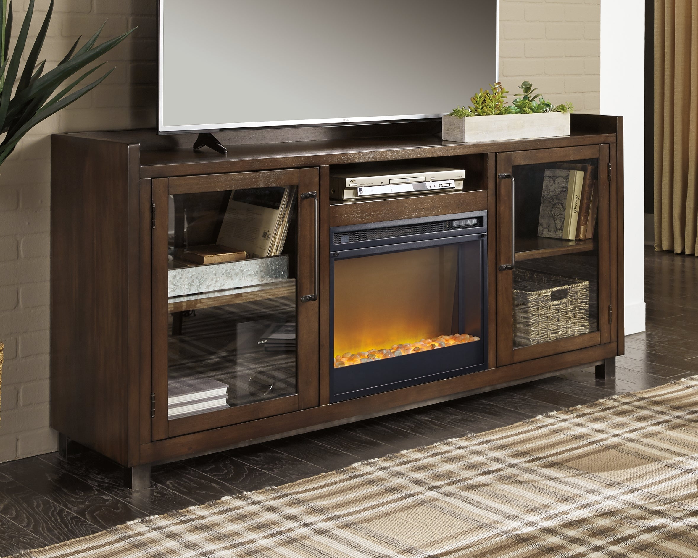 Starmore Black 70" TV Stand with Electric Fireplace