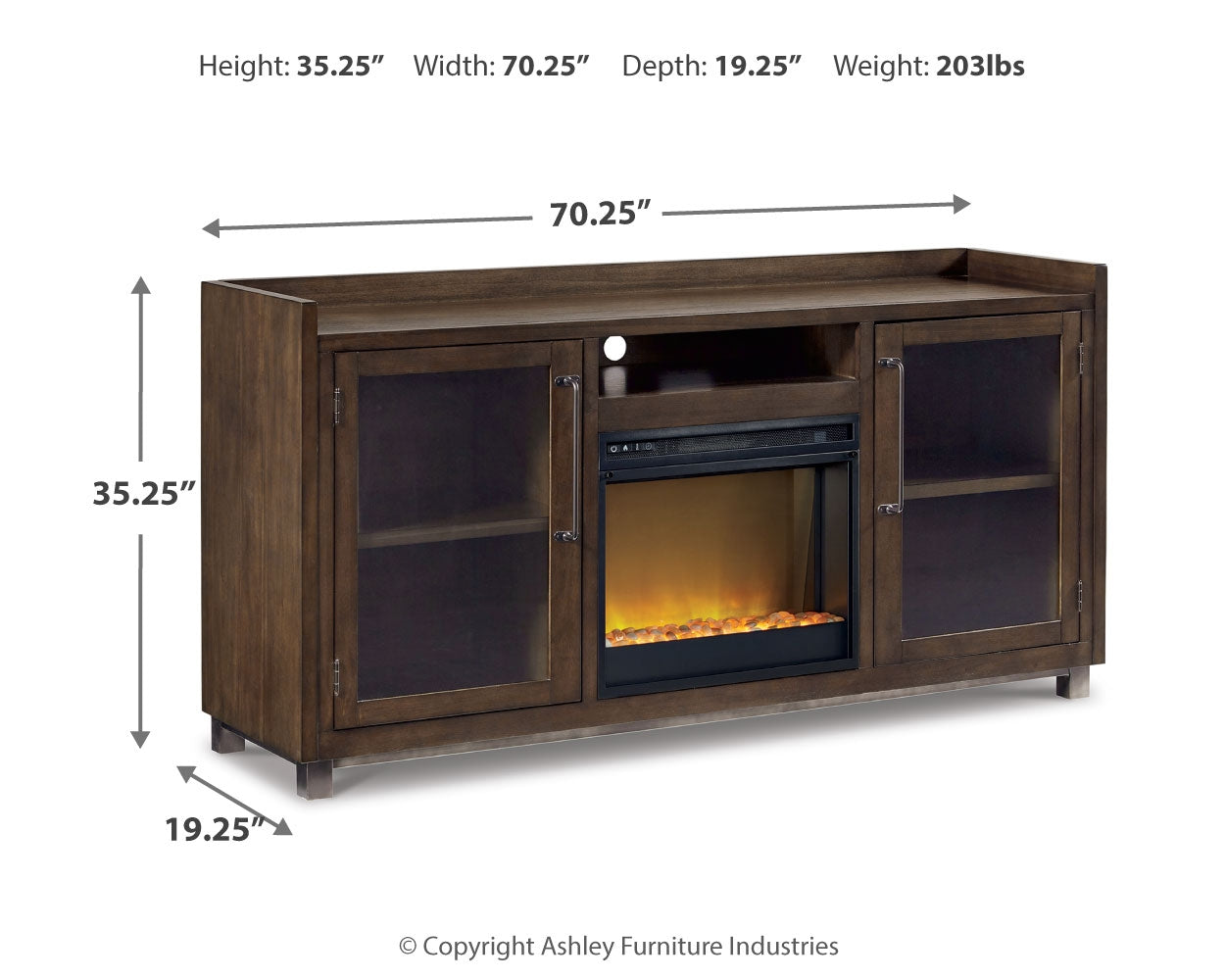 Starmore Black 70" TV Stand with Electric Fireplace