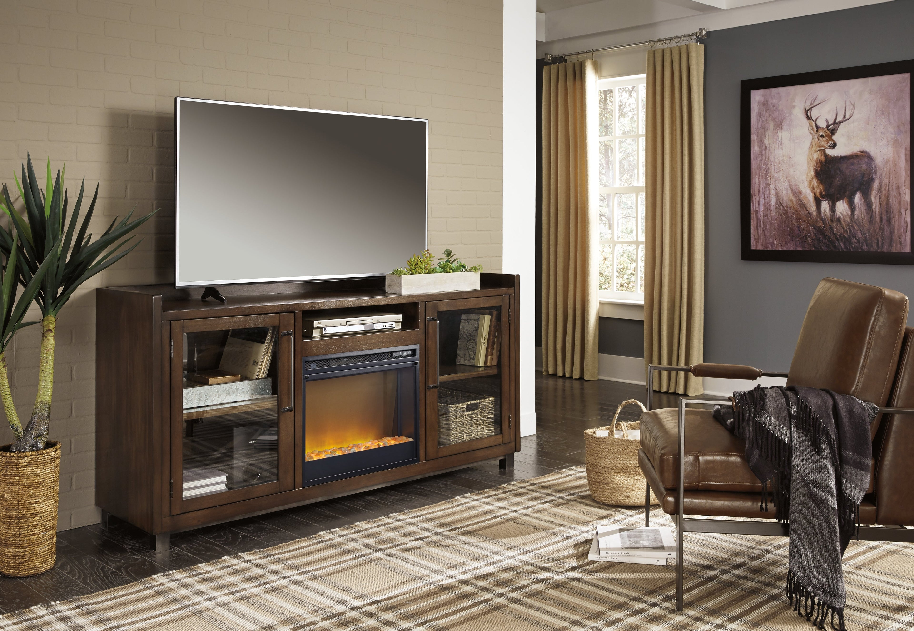 Starmore Black 70" TV Stand with Electric Fireplace