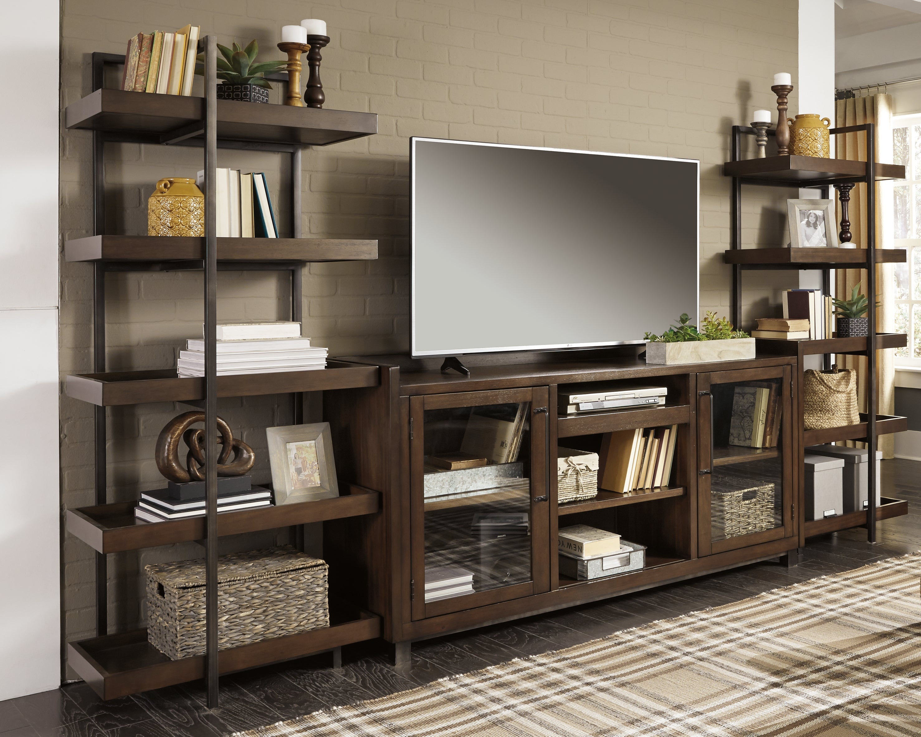 Starmore Brown/Gunmetal 3-Piece Entertainment Center