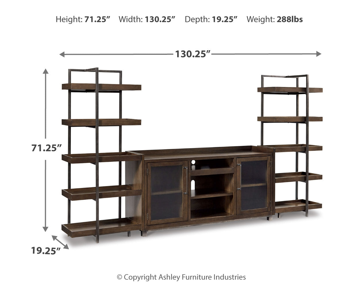 Starmore Brown/Gunmetal 3-Piece Entertainment Center