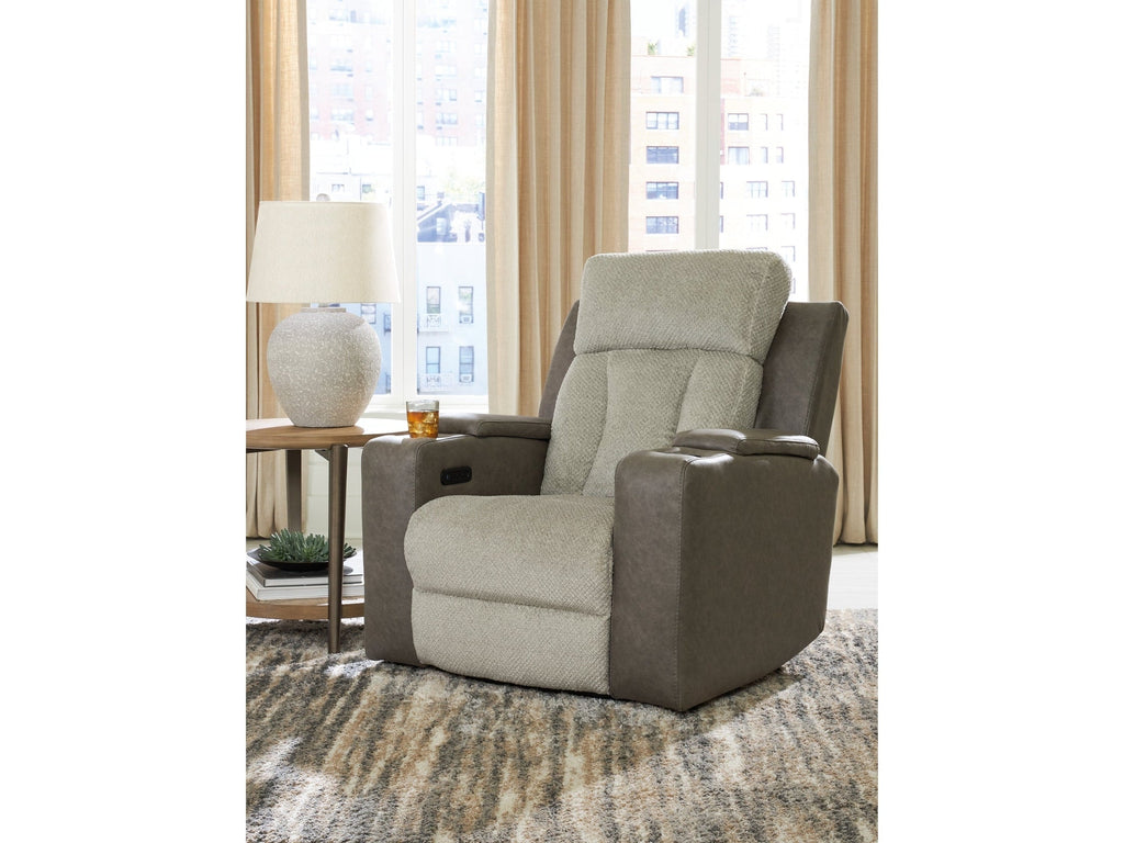 Stately Check Sisal Dual Power Recliner