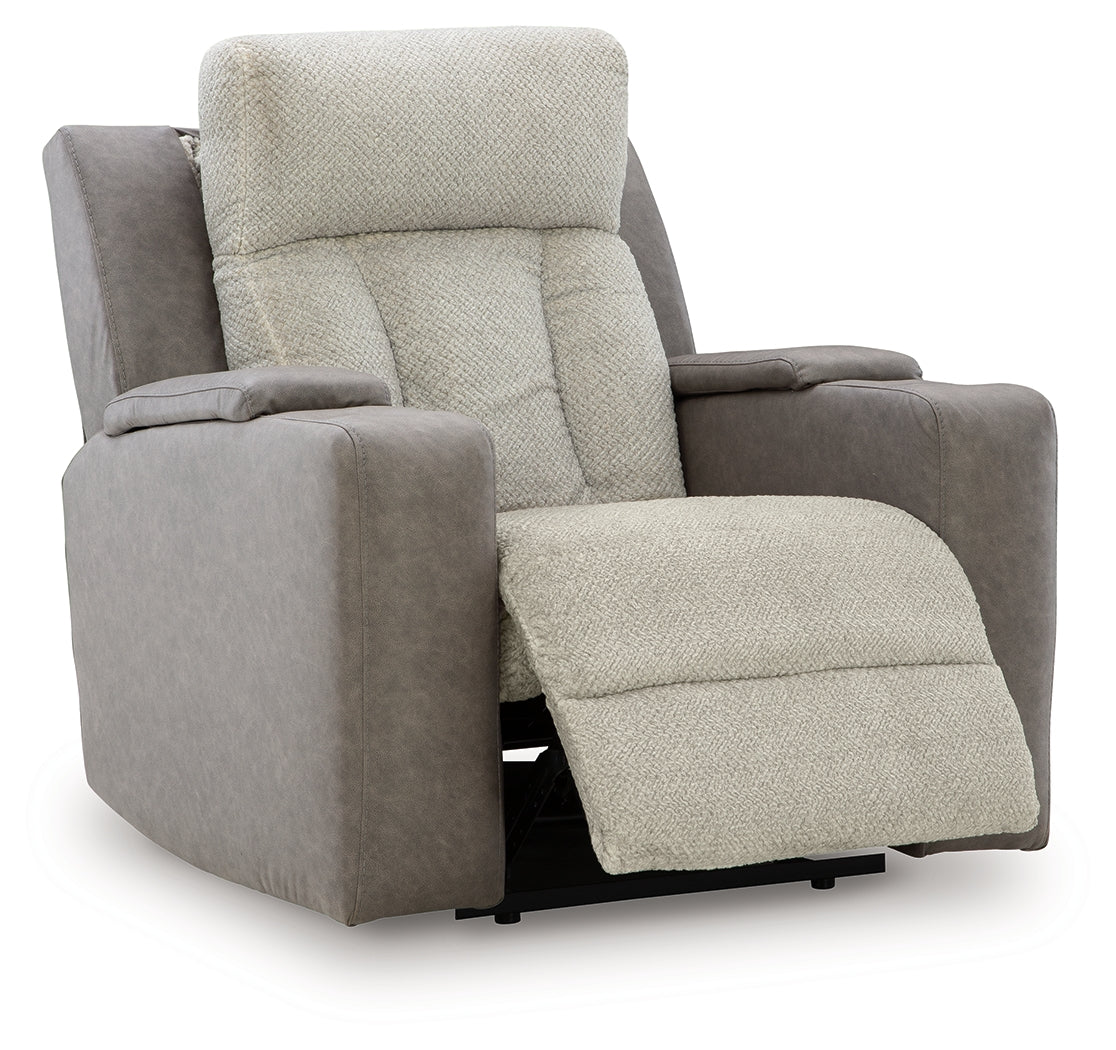 Stately Check Sisal Dual Power Recliner