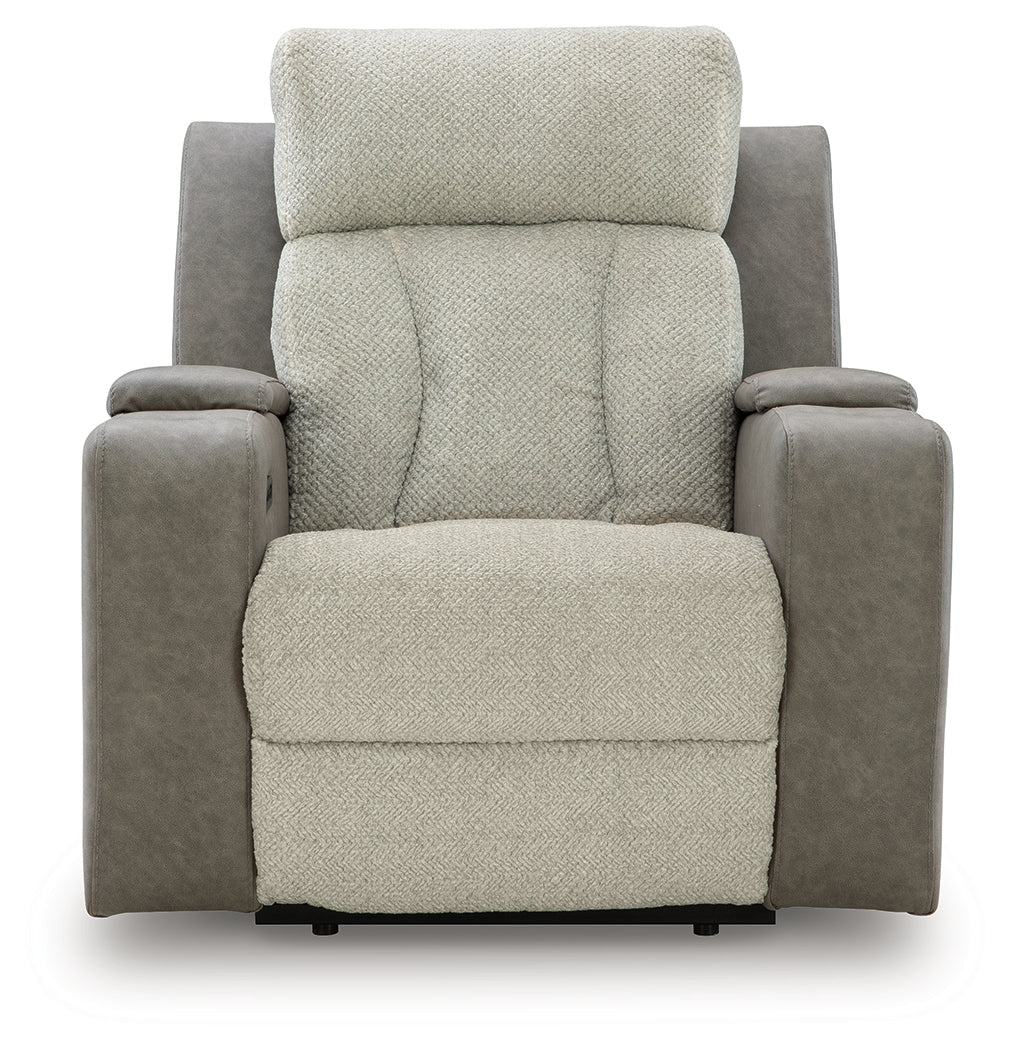Stately Check Sisal Dual Power Recliner