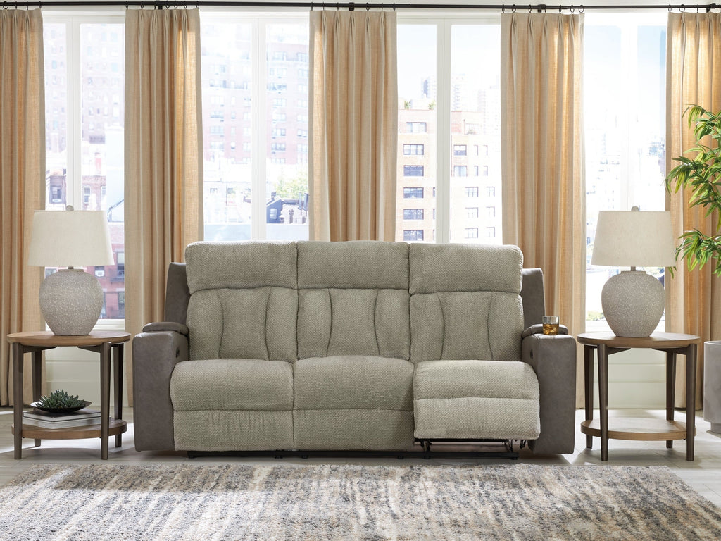 Stately Check Sisal Dual Power Reclining Sofa