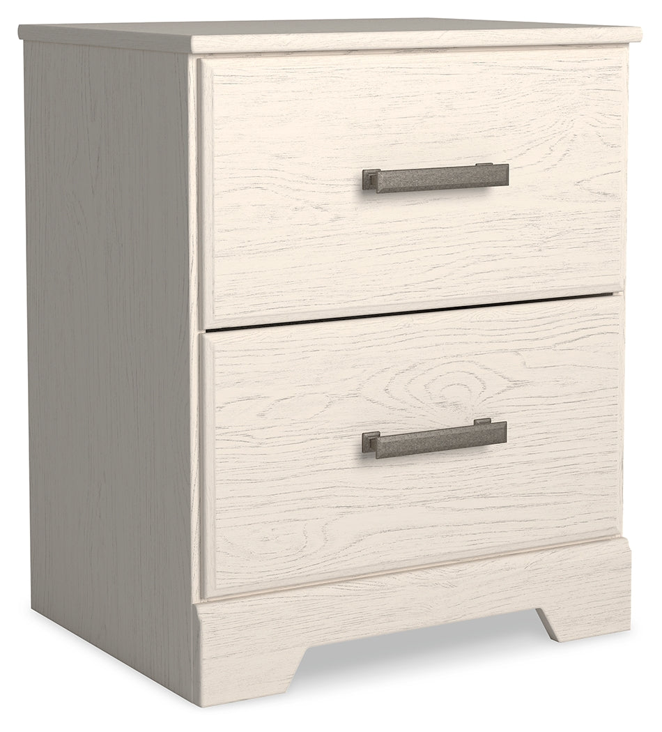 Stelsie White King Panel Bed w/Dresser & Mirror & Nightstand