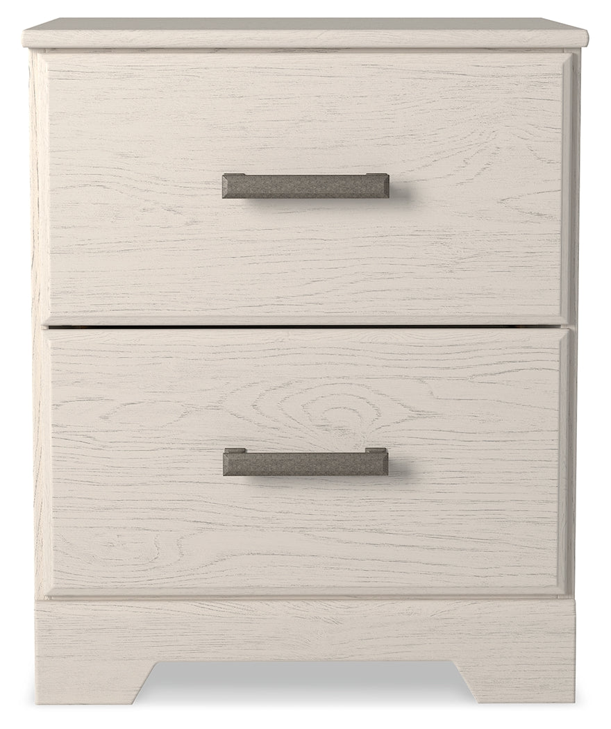 Stelsie White Queen Panel Bed w/Dresser & Mirror & Nightstand
