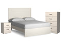 Stelsie White Queen Panel Bedroom Set with Chest and Nightstand