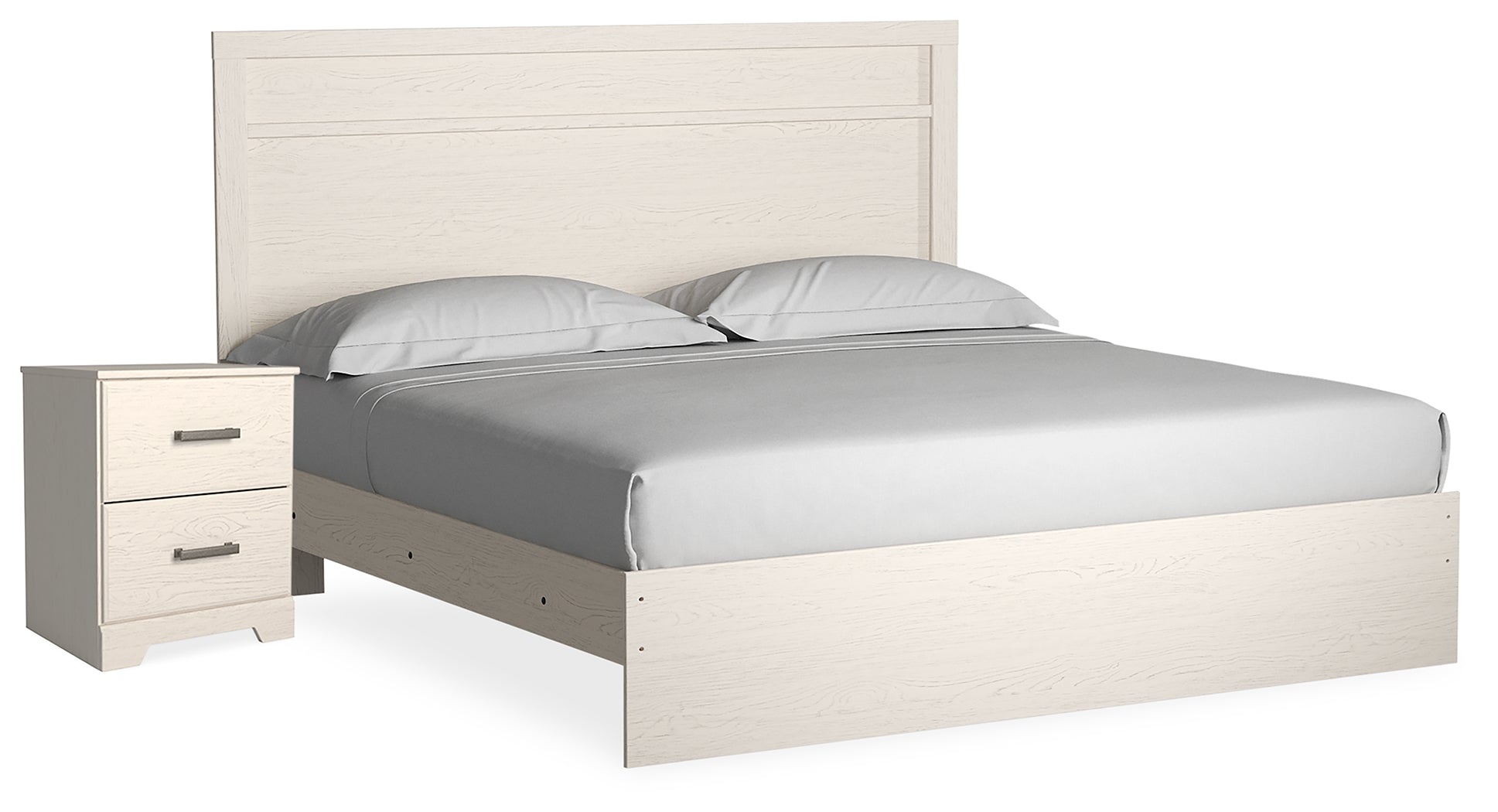 Stelsie White Stelsie King Panel Bed and Nightstand