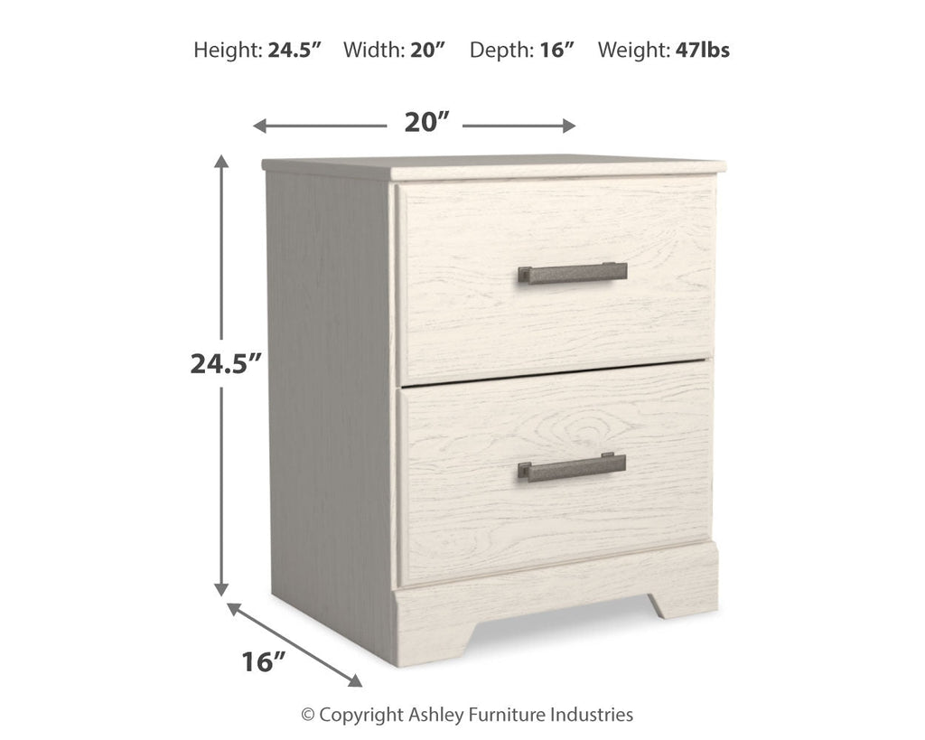 Stelsie White Stelsie King Panel Bed and Nightstand