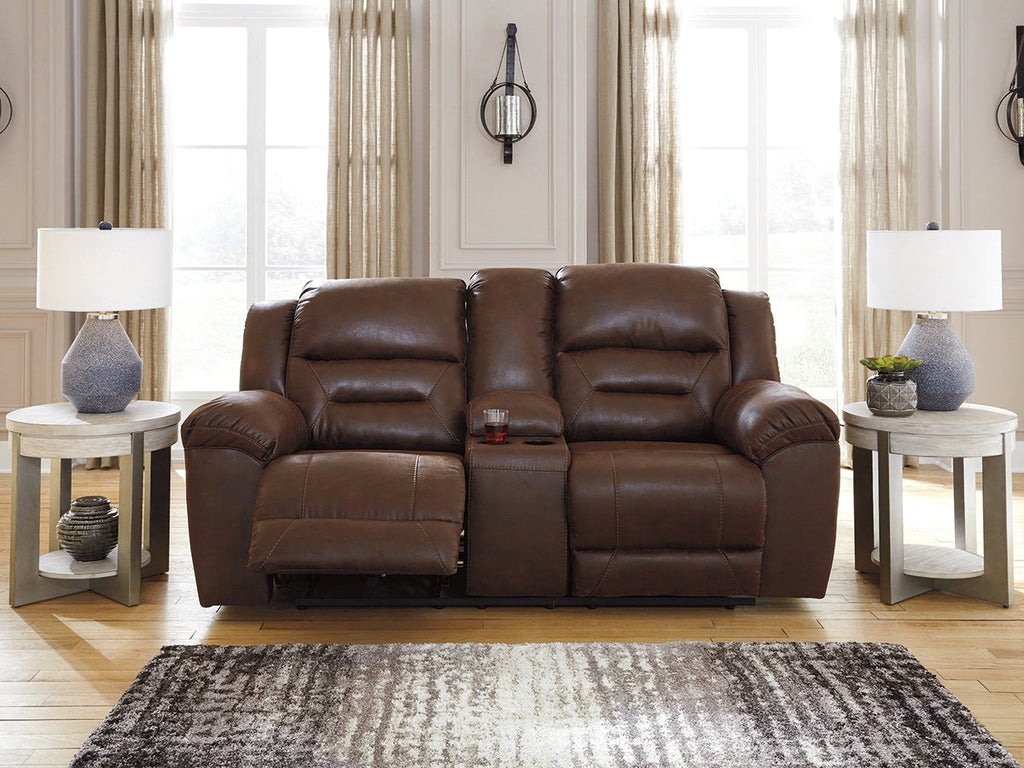 Stoneland Chocolate Power Reclining Loveseat w/ Console