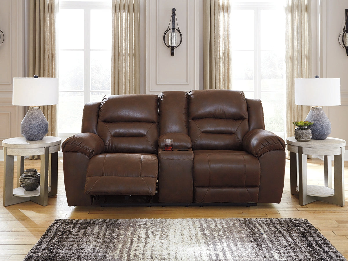 Stoneland Chocolate Power Reclining Loveseat w/ Console