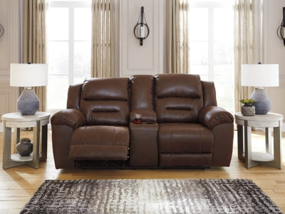 Stoneland Chocolate Reclining Loveseat w/ Console