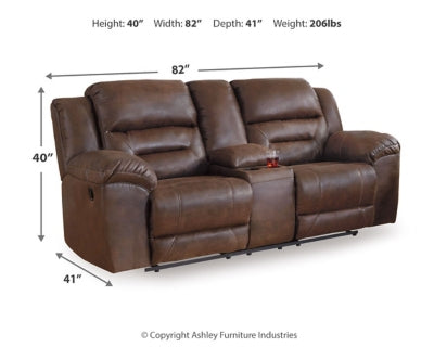 Stoneland Chocolate Reclining Loveseat w/ Console
