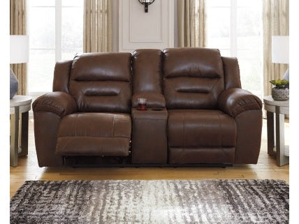 Stoneland Chocolate Reclining Loveseat w/ Console