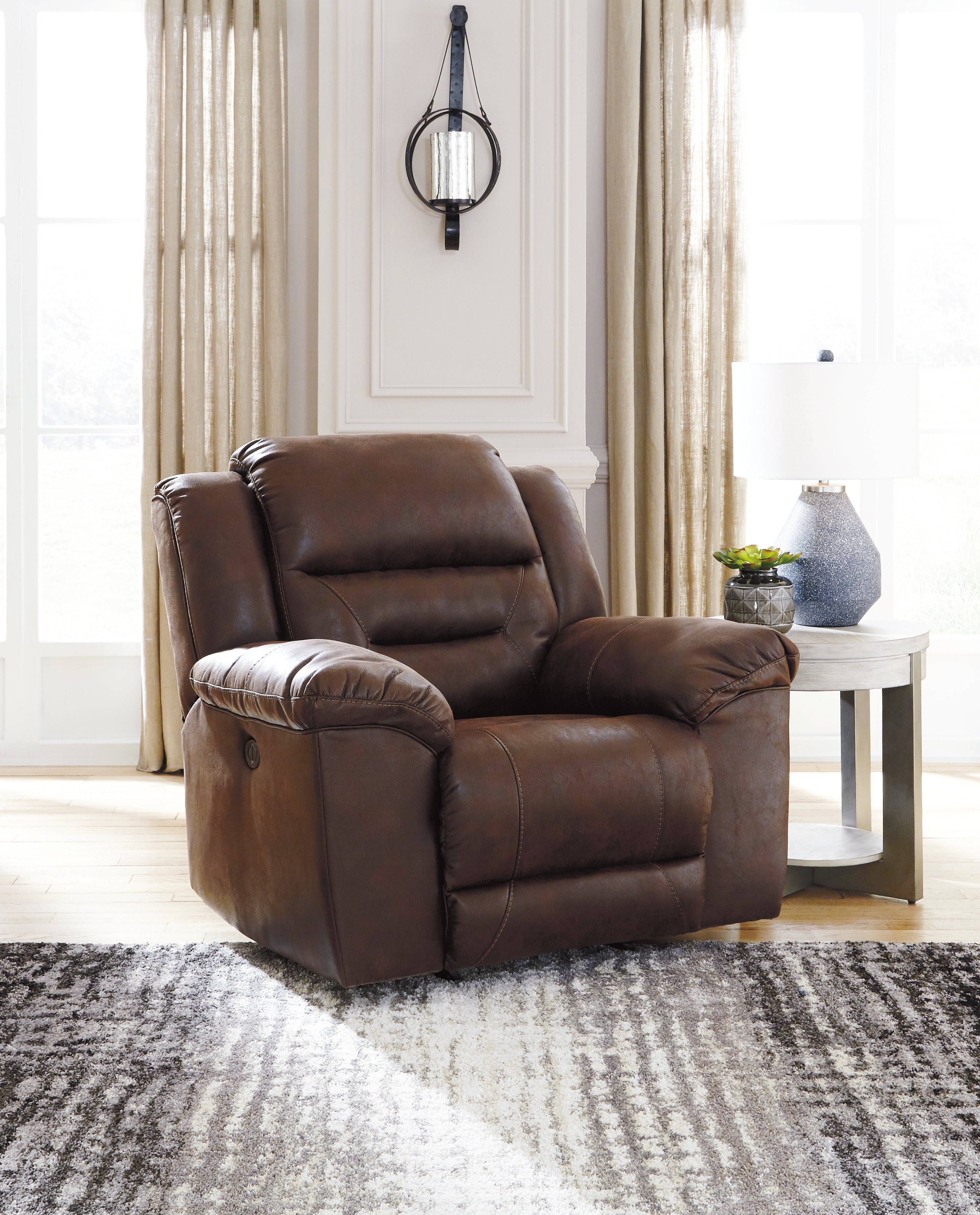 Stoneland Chocolate Reclining Sofa and 2 Power Recliners