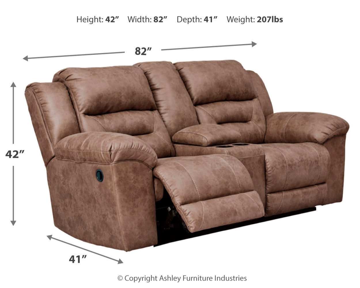 Stoneland Fossil Manual Reclining Loveseat w/ Console