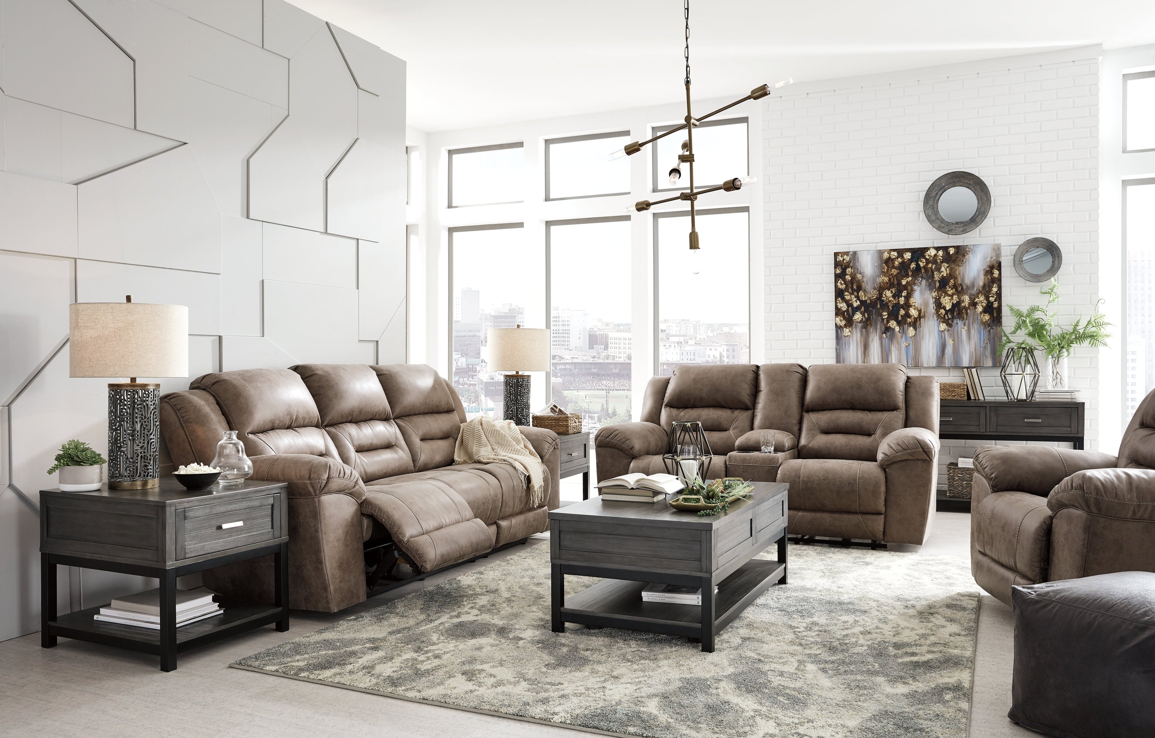 Stoneland Fossil Reclining Loveseat and Power Recliner