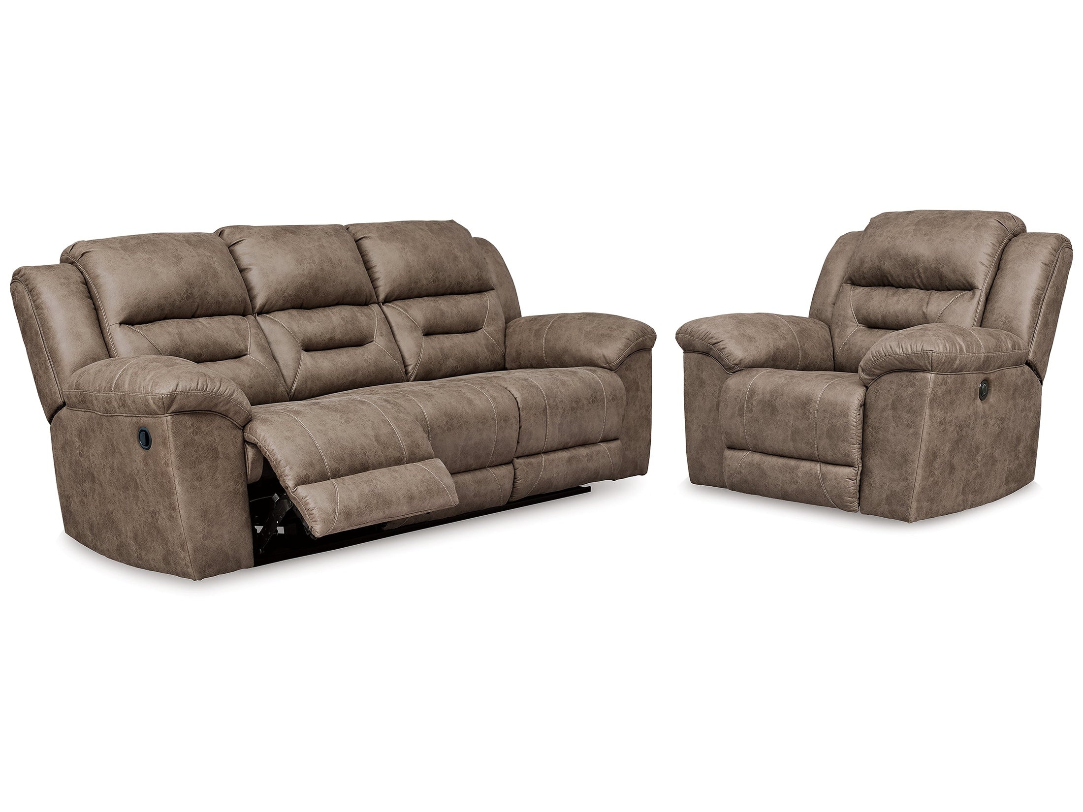 Stoneland Fossil Reclining Sofa & Power Recliner