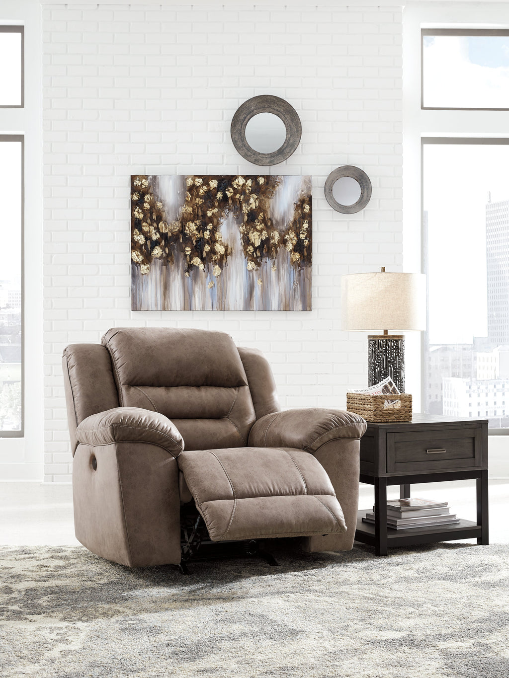 Stoneland Fossil Reclining Sofa & Power Recliner
