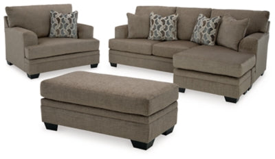 Stonemeade Nutmeg Sofa Chaise, Oversized Chair and Ottoman