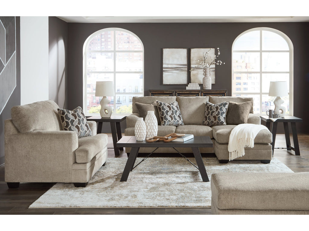 Stonemeade Sofa Chaise, Chair, and Ottoman, Taupe