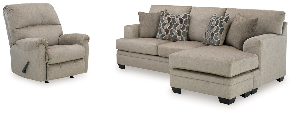 Stonemeade Taupe Sofa Chaise & Recliner
