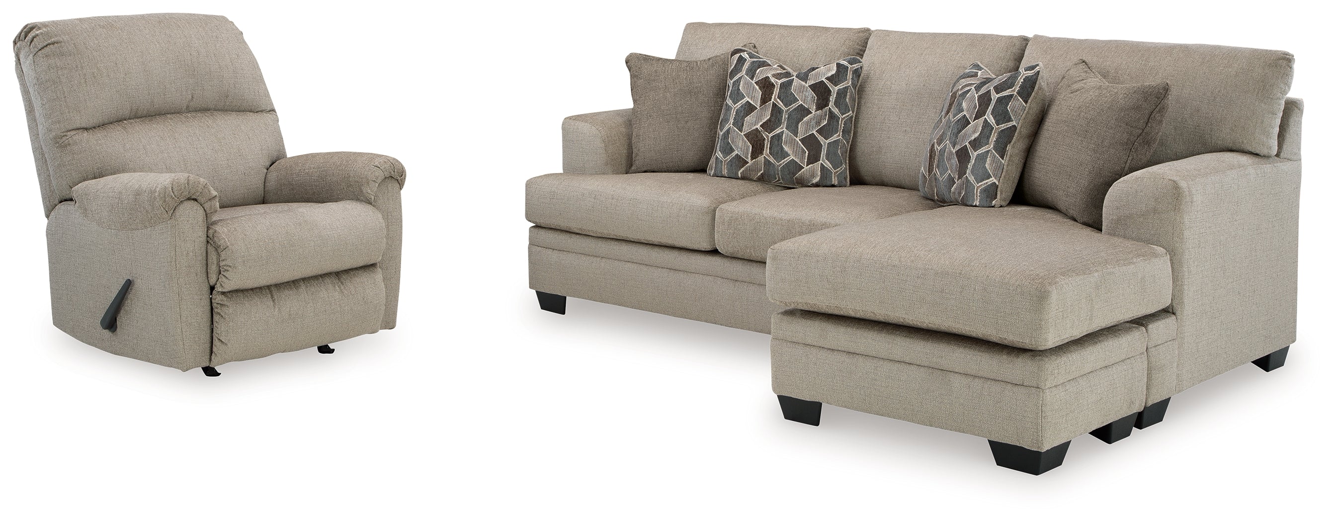 Stonemeade Taupe Sofa Chaise & Recliner