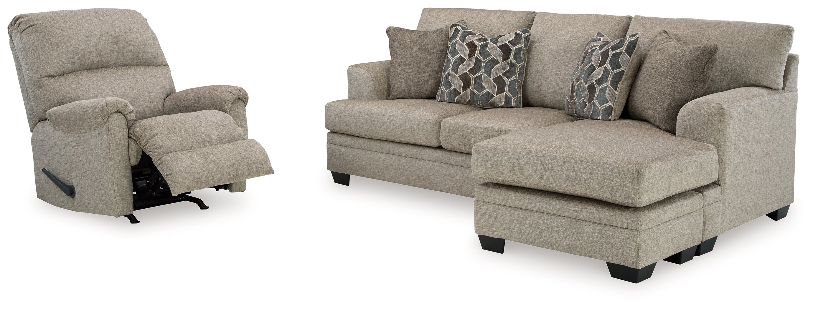 Stonemeade Taupe Sofa Chaise & Recliner