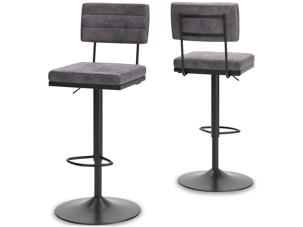 Strumford Gray & Black Bar Height Bar Stool (Set of 2)