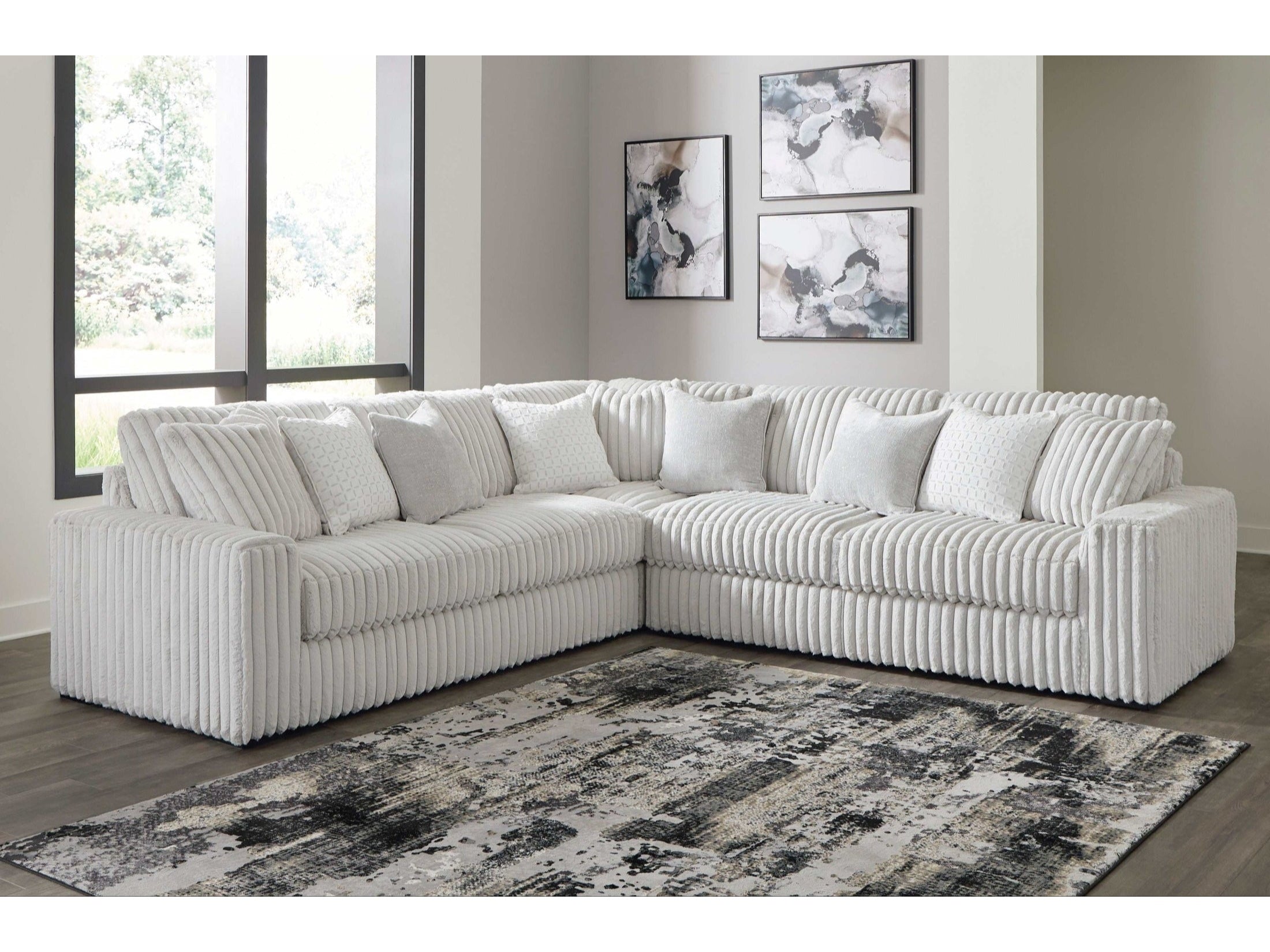 Stupendous Alloy Corduroy Symmetrical Sectional Living Room Set / 3pc