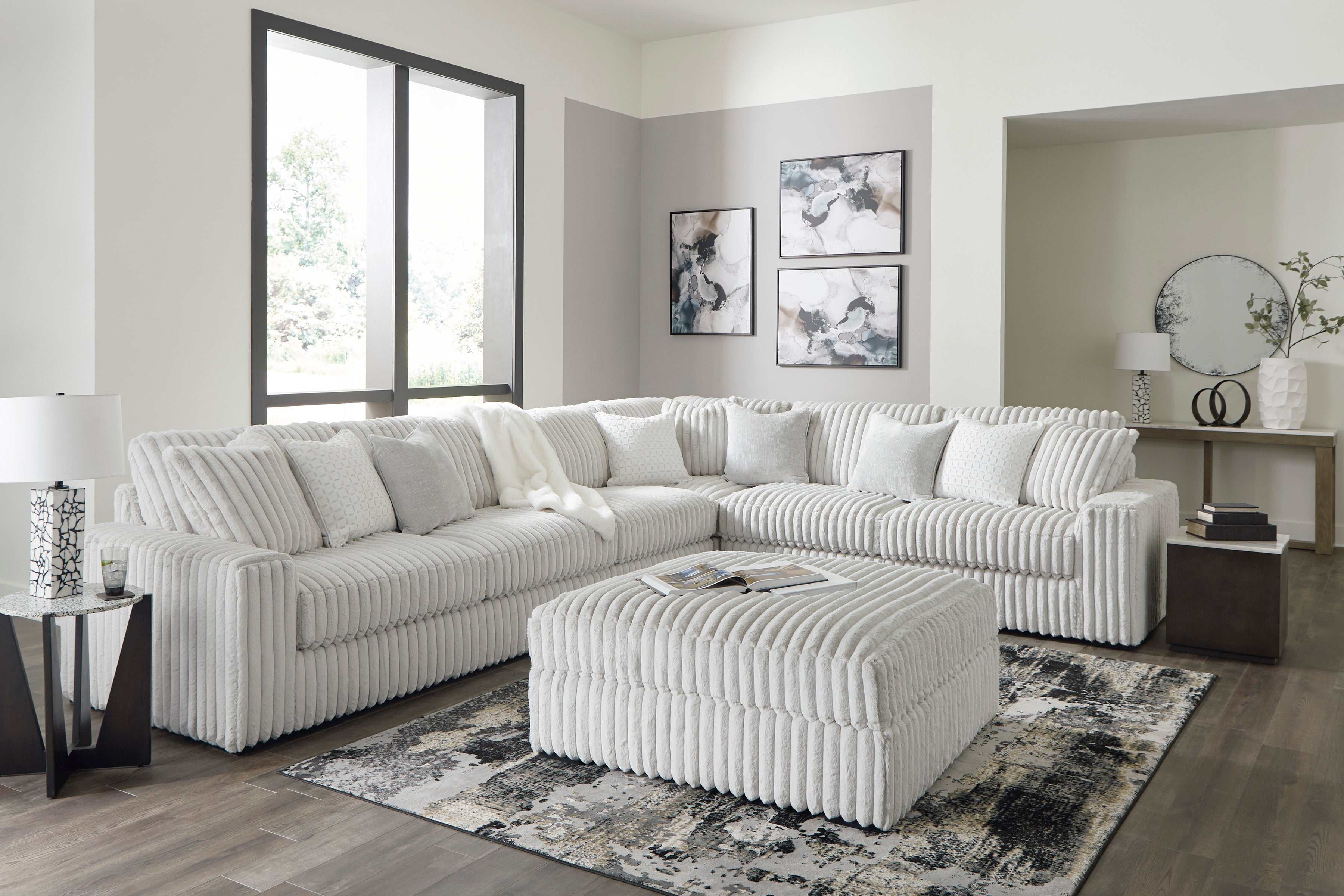 Stupendous Alloy Corduroy Symmetrical Sectional Living Room Set / 4pc