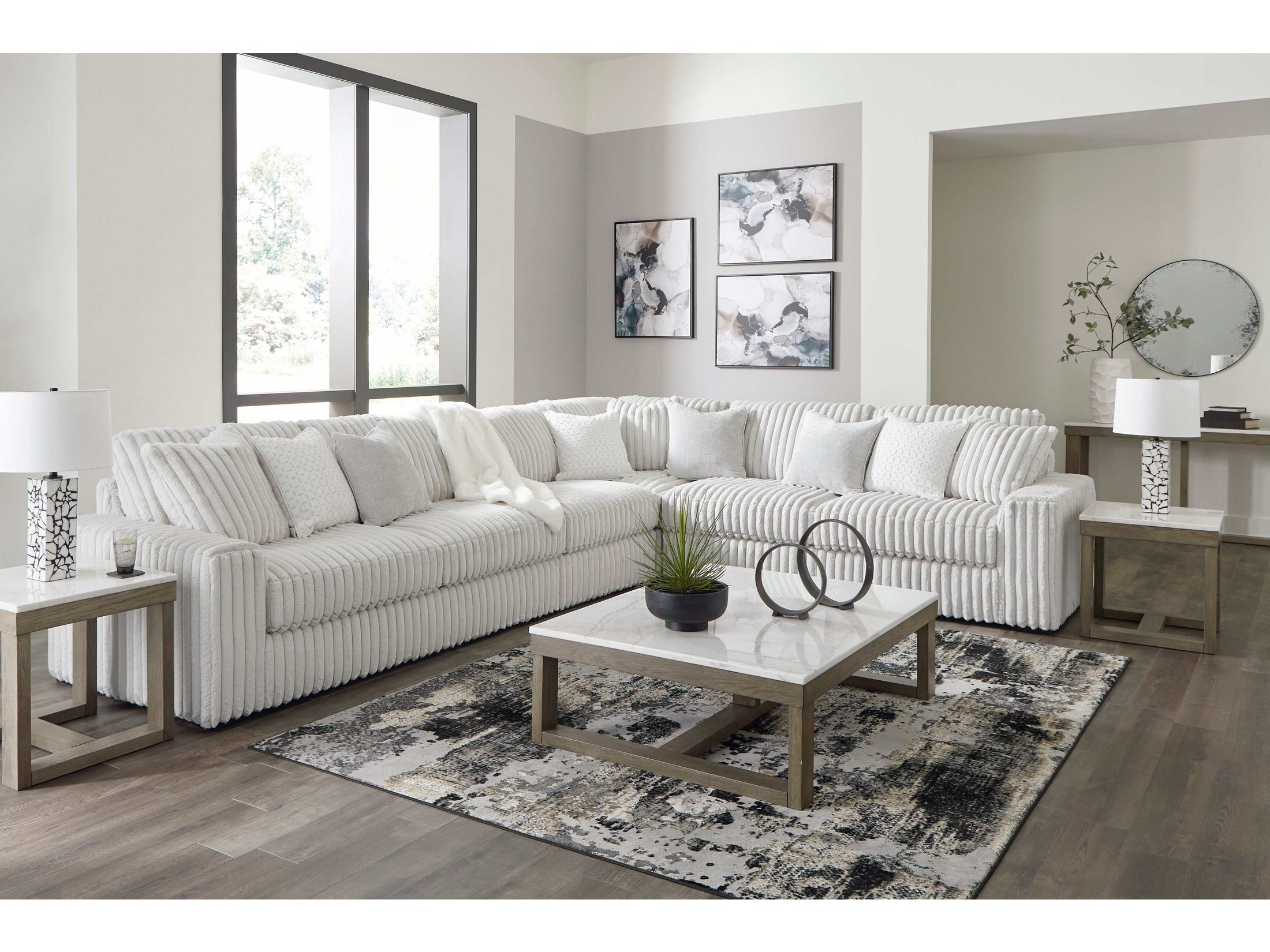 Stupendous Alloy Corduroy Symmetrical Sectional Living Room Set / 4pc