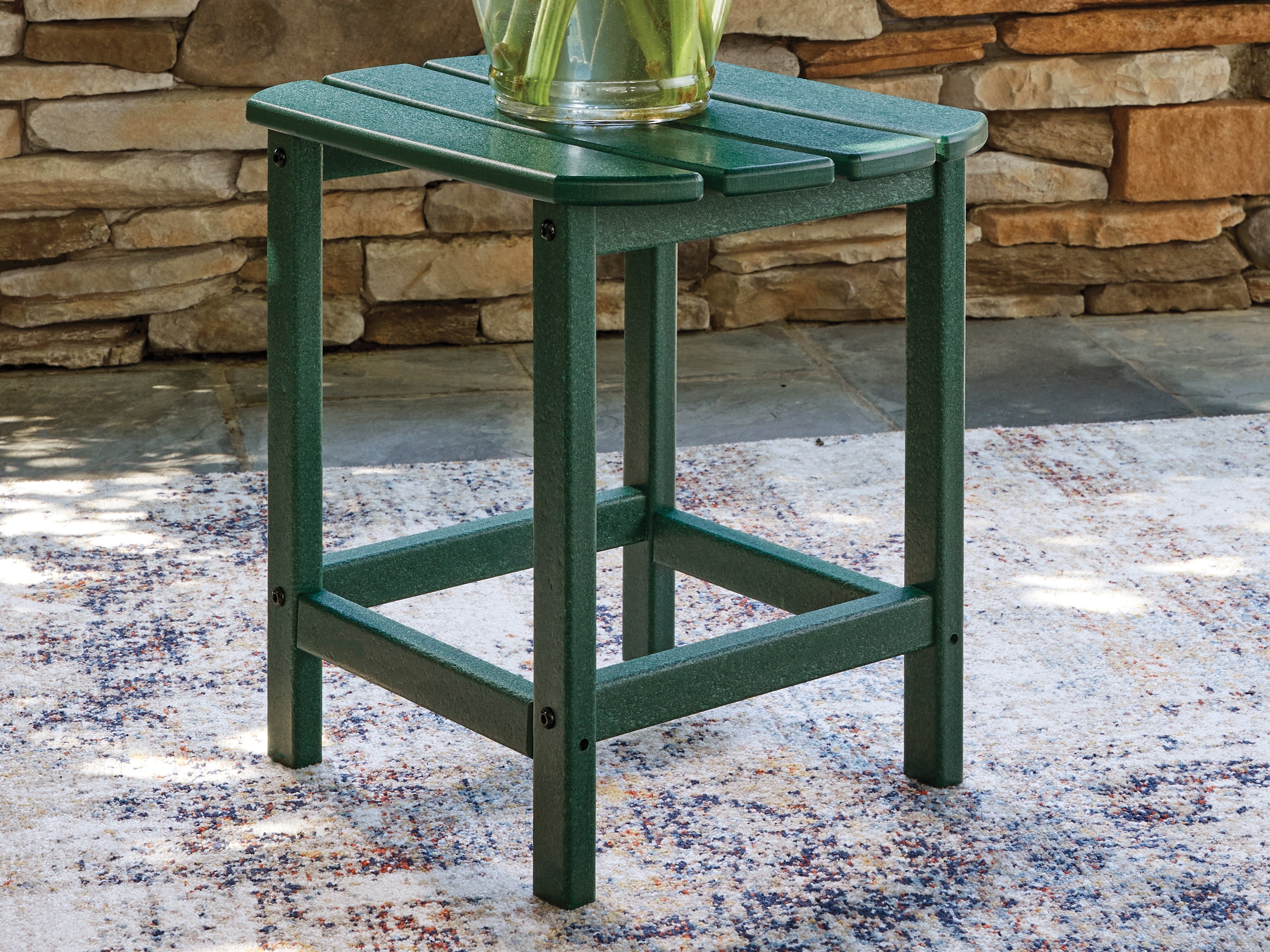 Sundown Shores Green Rectangular End Table