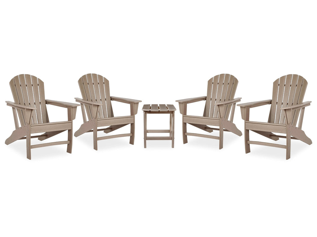 Sundown Treasure Driftwood 4 Adirondack Chairs & Outdoor End Table