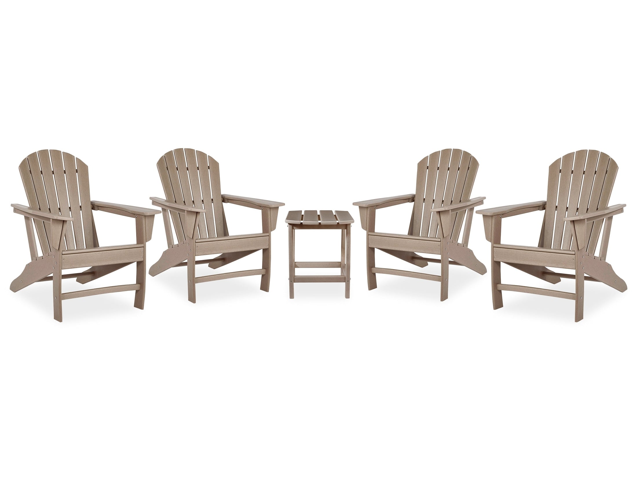 Sundown Treasure Driftwood 4 Adirondack Chairs & Outdoor End Table