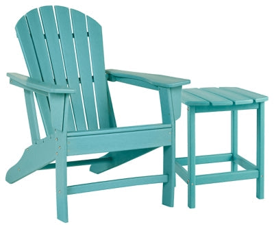 Sundown Treasure Turquoise Adirondack Chair with End Table